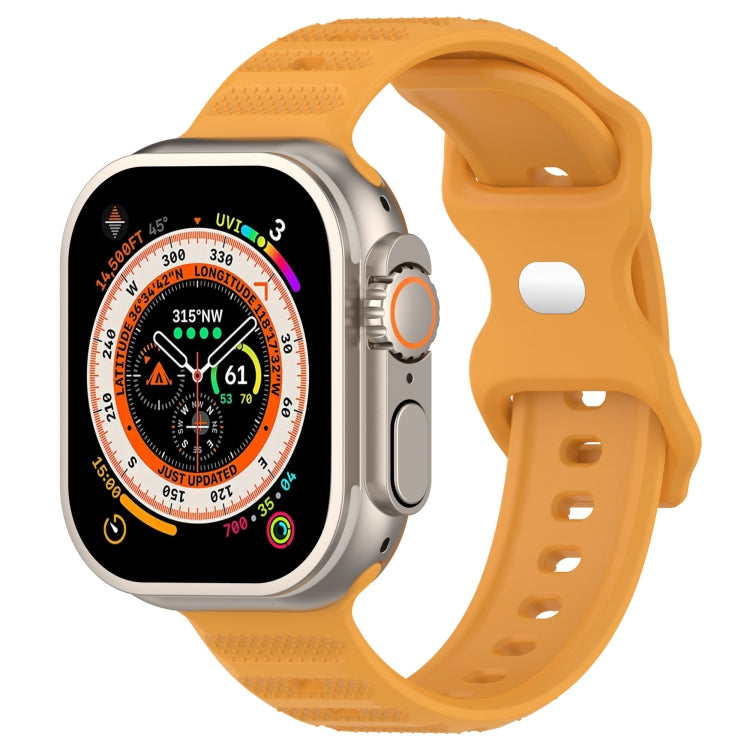 For Apple Watch 8 41mm Reverse Buckle Dot Texture Silicone Watch Band(Yellow) - Watch Bands by PMC TechLife | Online Shopping South Africa | PMC TechLife