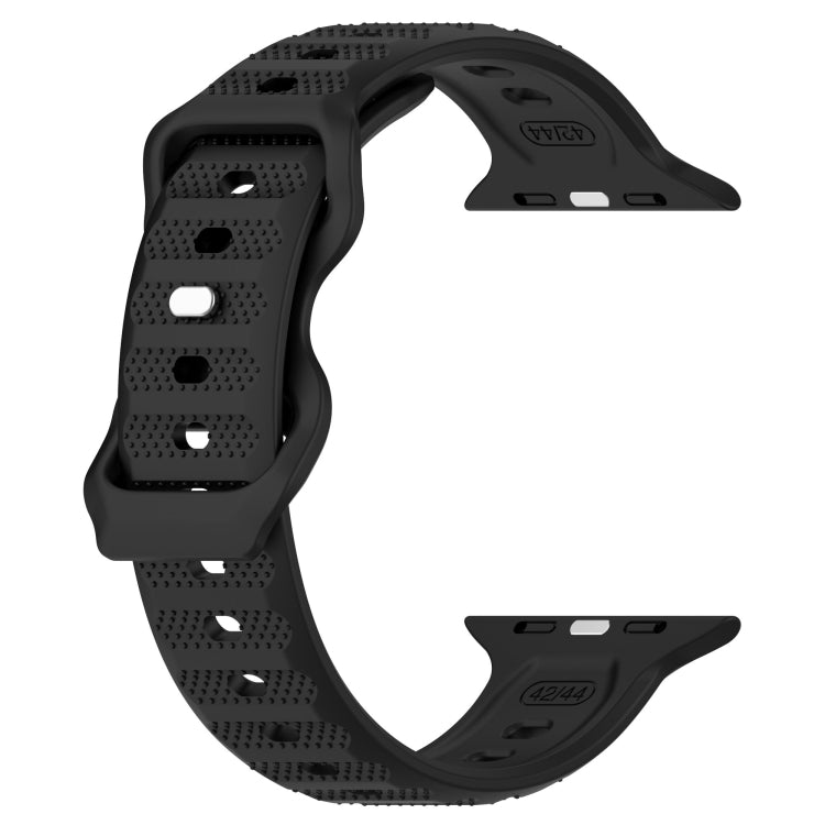 For Apple Watch 7 45mm Reverse Buckle Dot Texture Silicone Watch Band(Black) - Watch Bands by PMC TechLife | Online Shopping South Africa | PMC TechLife