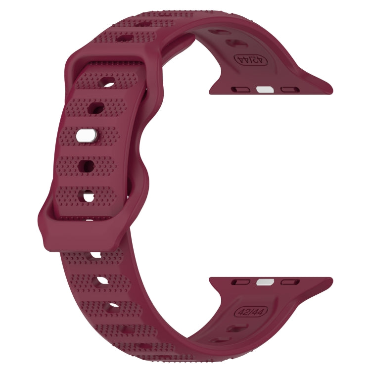 For Apple Watch SE 44mm Reverse Buckle Dot Texture Silicone Watch Band(Wine Red) - Watch Bands by PMC TechLife | Online Shopping South Africa | PMC TechLife