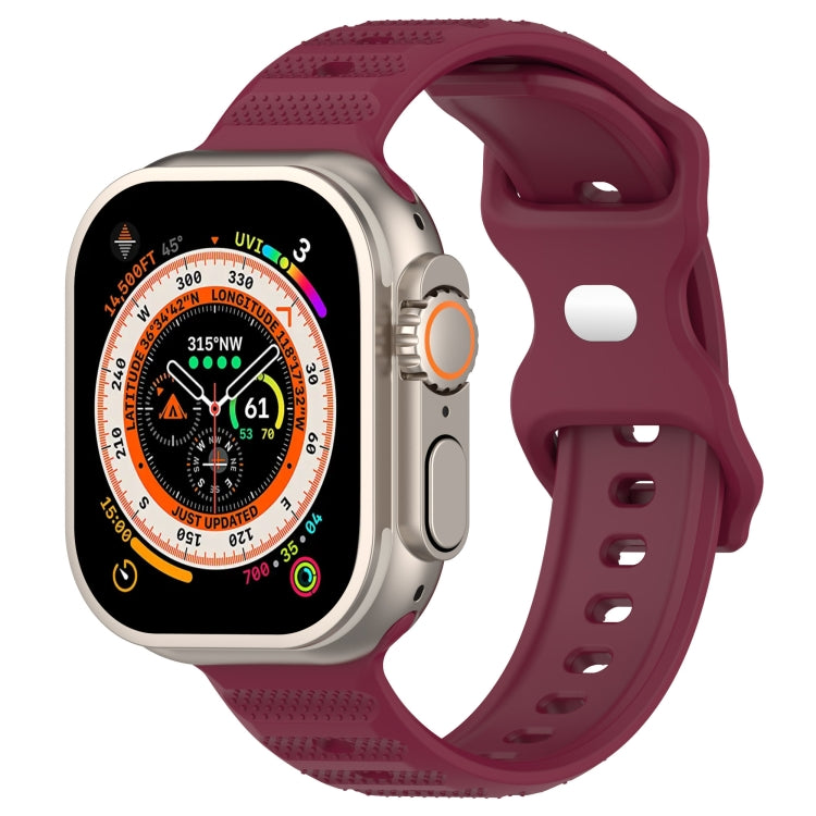 For Apple Watch SE 40mm Reverse Buckle Dot Texture Silicone Watch Band(Wine Red) - Watch Bands by PMC TechLife | Online Shopping South Africa | PMC TechLife