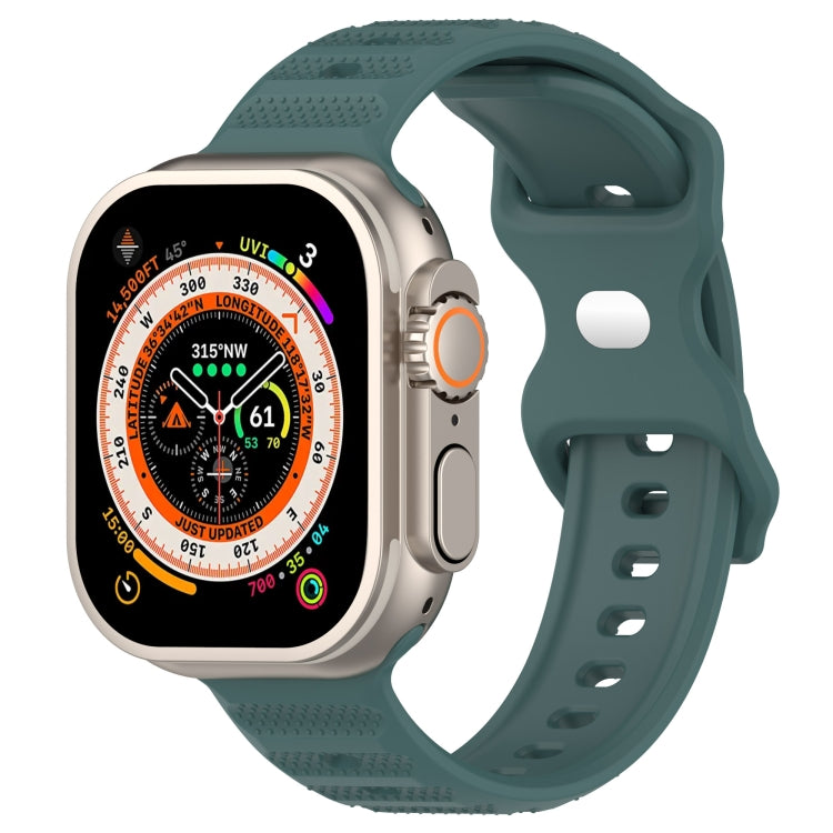 For Apple Watch 5 44mm Reverse Buckle Dot Texture Silicone Watch Band(Olive Green) - Watch Bands by PMC TechLife | Online Shopping South Africa | PMC TechLife