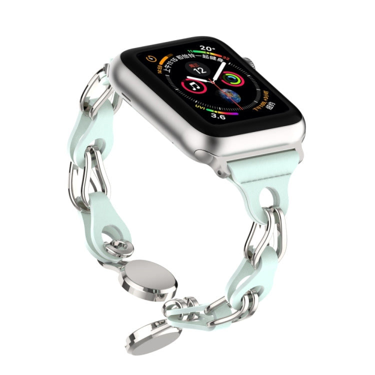 For Apple Watch 4 40mm Hollow Leather Chain Magnetic Buckle Watch Band(Blue) - Watch Bands by PMC TechLife | Online Shopping South Africa | PMC TechLife
