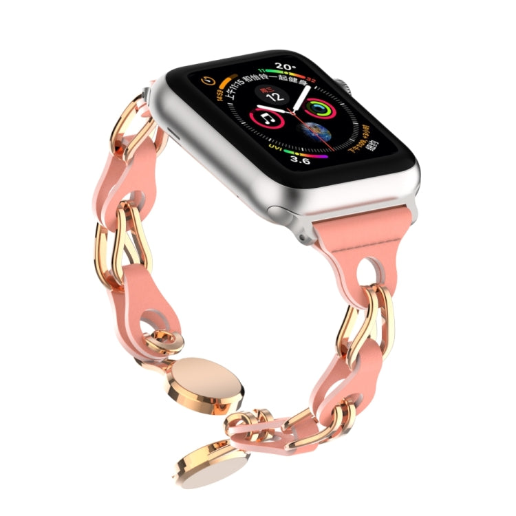 For Apple Watch 4 40mm Hollow Leather Chain Magnetic Buckle Watch Band(Red) - Watch Bands by PMC TechLife | Online Shopping South Africa | PMC TechLife