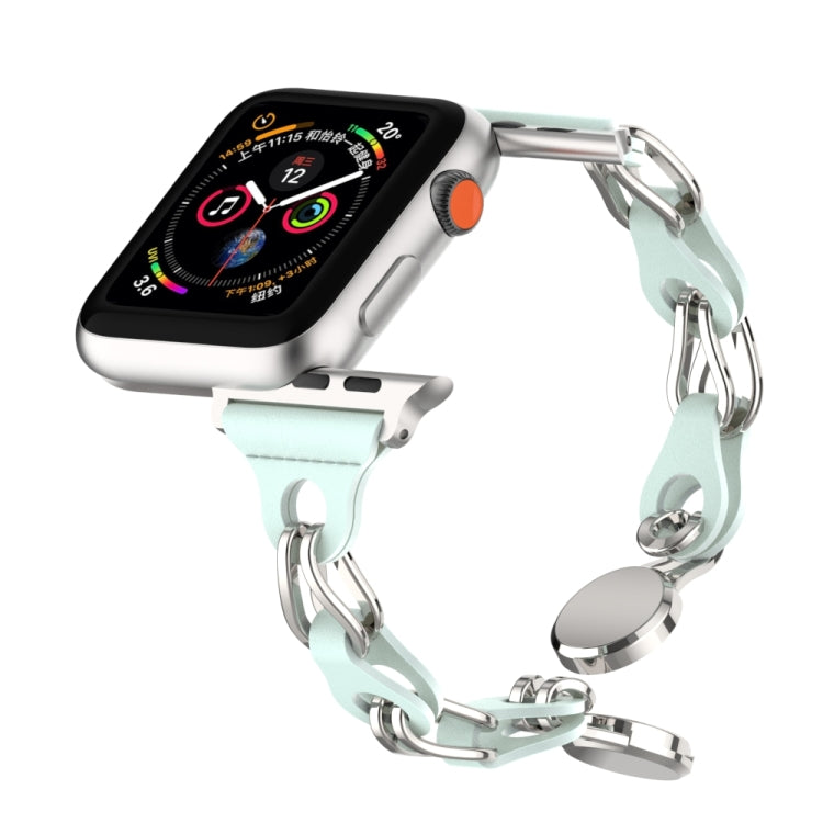 For Apple Watch 5 44mm Hollow Leather Chain Magnetic Buckle Watch Band(Blue) - Watch Bands by PMC TechLife | Online Shopping South Africa | PMC TechLife
