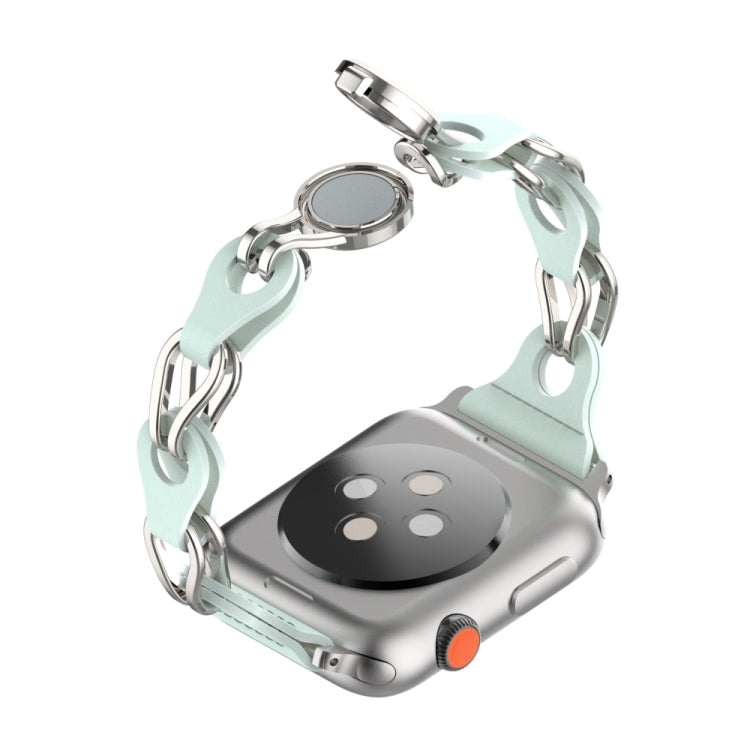 For Apple Watch 5 44mm Hollow Leather Chain Magnetic Buckle Watch Band(Blue) - Watch Bands by PMC TechLife | Online Shopping South Africa | PMC TechLife