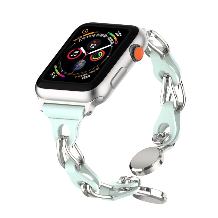 For Apple Watch 5 40mm Hollow Leather Chain Magnetic Buckle Watch Band(Blue) - Watch Bands by PMC TechLife | Online Shopping South Africa | PMC TechLife