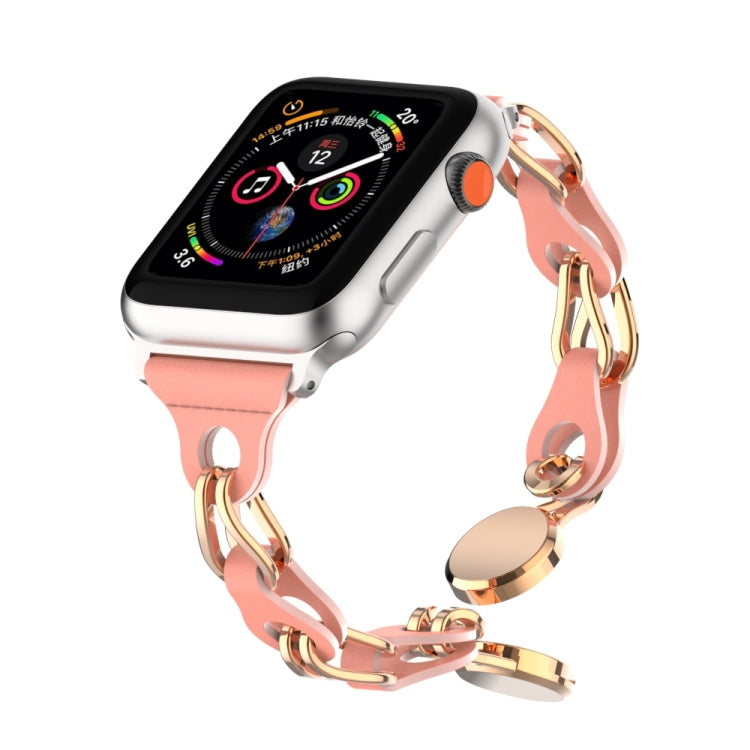 For Apple Watch SE 2022 40mm Hollow Leather Chain Magnetic Buckle Watch Band(Red) - Watch Bands by PMC TechLife | Online Shopping South Africa | PMC TechLife
