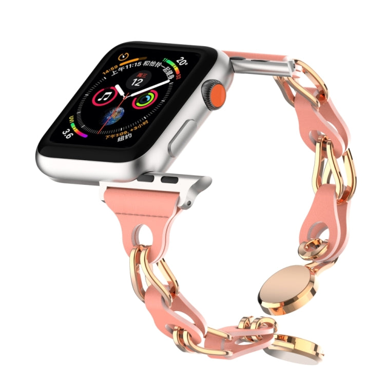 For Apple Watch 7 45mm Hollow Leather Chain Magnetic Buckle Watch Band(Red) - Watch Bands by PMC TechLife | Online Shopping South Africa | PMC TechLife