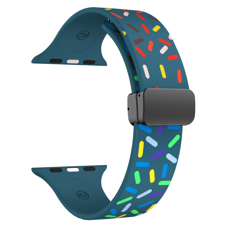 For Apple Watch 2 42mm Rainbow Dots Silicone Magnetic Black Buckle Watch Band(Blue) - Watch Bands by PMC TechLife | Online Shopping South Africa | PMC TechLife