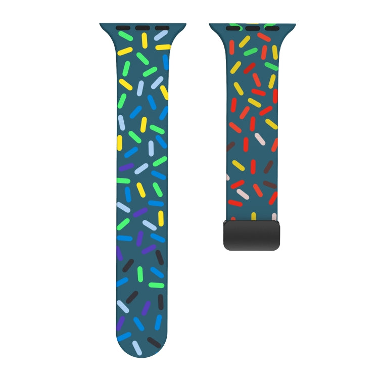 For Apple Watch 2 42mm Rainbow Dots Silicone Magnetic Black Buckle Watch Band(Blue) - Watch Bands by PMC TechLife | Online Shopping South Africa | PMC TechLife