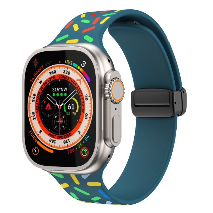 For Apple Watch 38mm Rainbow Dots Silicone Magnetic Black Buckle Watch Band(Blue) - Watch Bands by PMC TechLife | Online Shopping South Africa | PMC TechLife