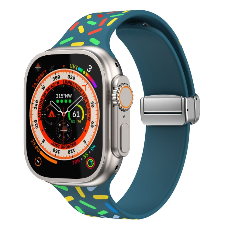 For Apple Watch SE 40mm Rainbow Dots Silicone Magnetic Buckle Watch Band(Blue) - Watch Bands by PMC TechLife | Online Shopping South Africa | PMC TechLife