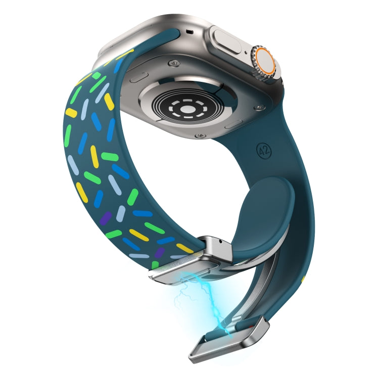 For Apple Watch SE 40mm Rainbow Dots Silicone Magnetic Buckle Watch Band(Blue) - Watch Bands by PMC TechLife | Online Shopping South Africa | PMC TechLife