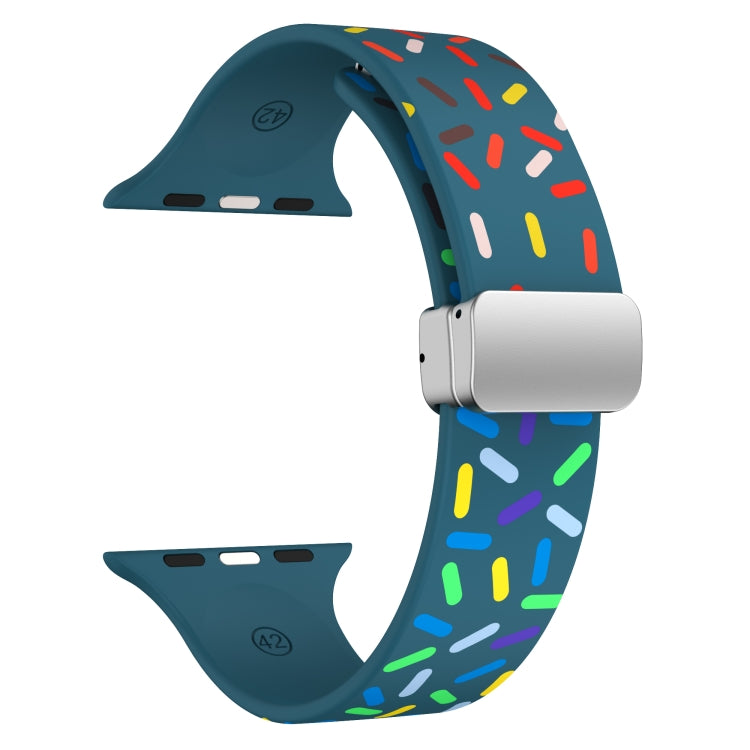 For Apple Watch 4 44mm Rainbow Dots Silicone Magnetic Buckle Watch Band(Blue) - Watch Bands by PMC TechLife | Online Shopping South Africa | PMC TechLife