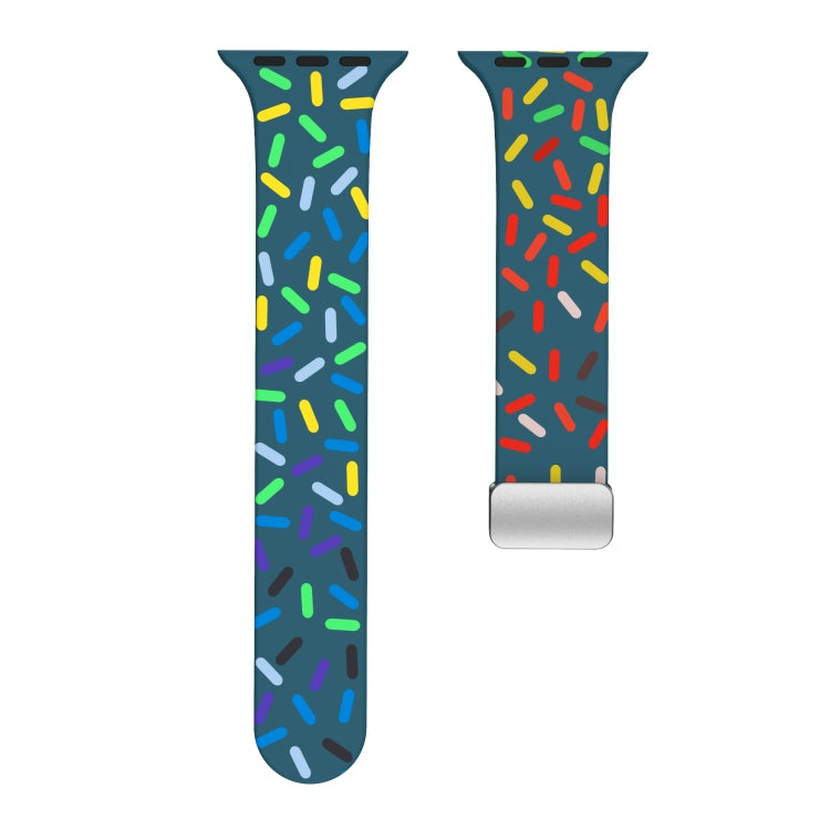 For Apple Watch 3 42mm Rainbow Dots Silicone Magnetic Buckle Watch Band(Blue) - Watch Bands by PMC TechLife | Online Shopping South Africa | PMC TechLife