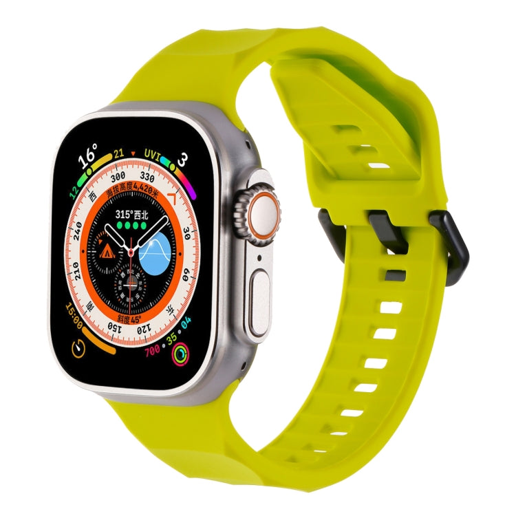 For Apple Watch 8 45mm Ripple Silicone Sports Watch Band(Fluorescent Green) - Watch Bands by PMC TechLife | Online Shopping South Africa | PMC TechLife