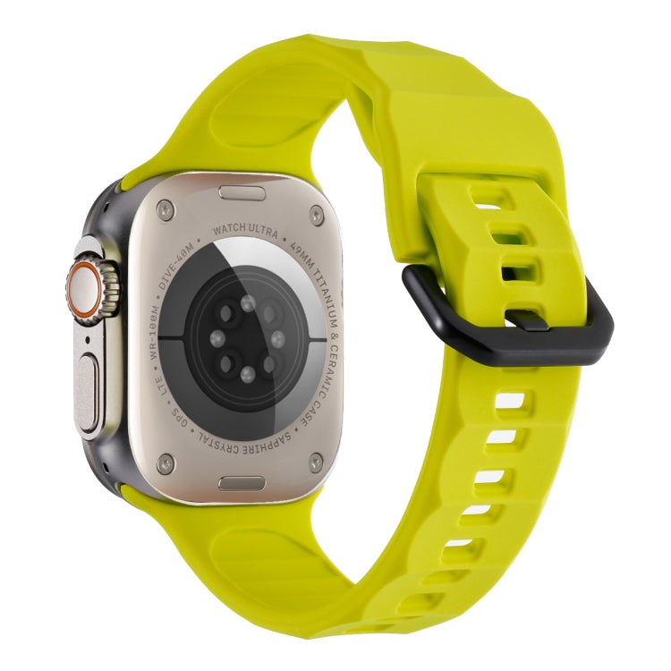 For Apple Watch SE 2022 44mm Ripple Silicone Sports Watch Band(Fluorescent Green) - Watch Bands by PMC TechLife | Online Shopping South Africa | PMC TechLife