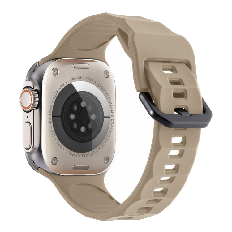 For Apple Watch 7 45mm Ripple Silicone Sports Watch Band(Brown) - Watch Bands by PMC TechLife | Online Shopping South Africa | PMC TechLife