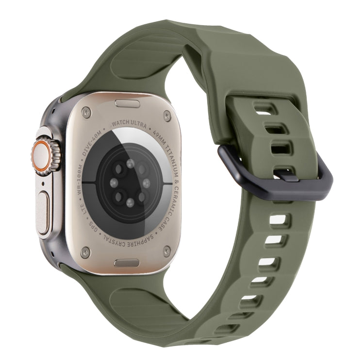 For Apple Watch SE 44mm Ripple Silicone Sports Watch Band(Dark Green) - Watch Bands by PMC TechLife | Online Shopping South Africa | PMC TechLife
