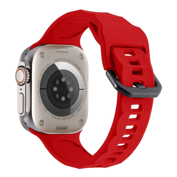 For Apple Watch SE 44mm Ripple Silicone Sports Watch Band(Red) - Watch Bands by PMC TechLife | Online Shopping South Africa | PMC TechLife