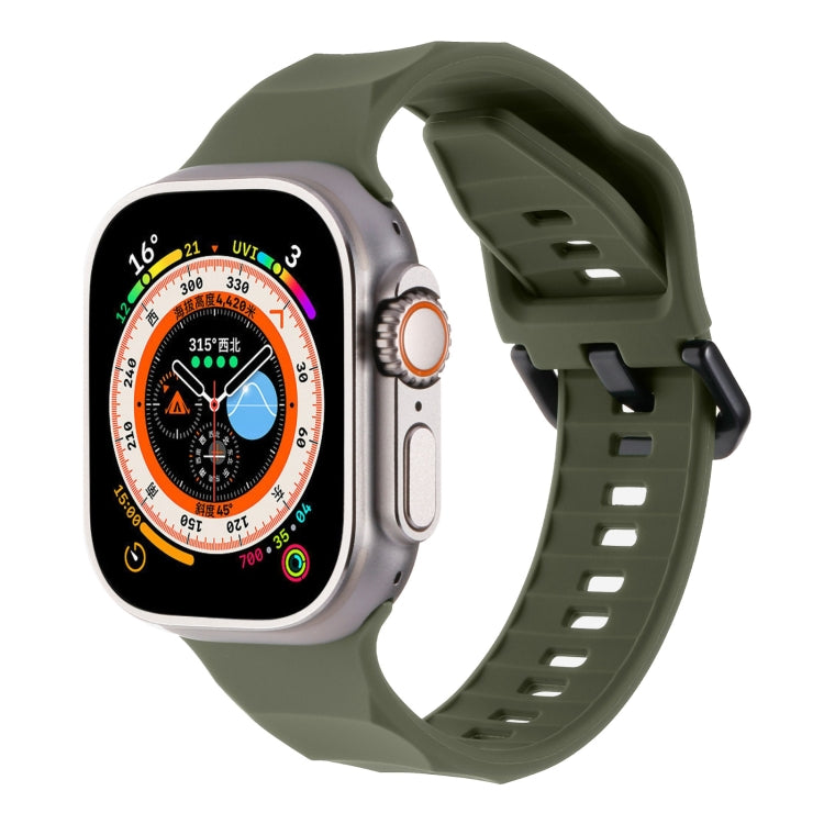 For Apple Watch 6 44mm Ripple Silicone Sports Watch Band(Dark Green) - Watch Bands by PMC TechLife | Online Shopping South Africa | PMC TechLife