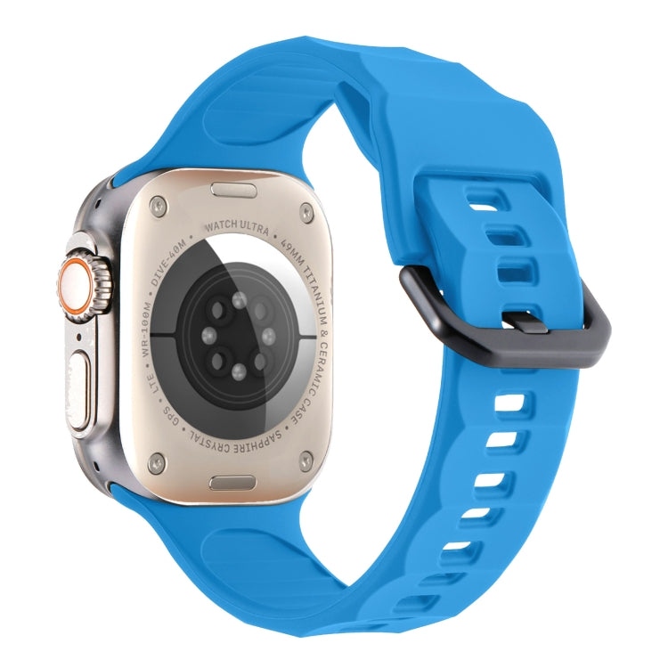 For Apple Watch 4 44mm Ripple Silicone Sports Watch Band(Sky Blue) - Watch Bands by PMC TechLife | Online Shopping South Africa | PMC TechLife