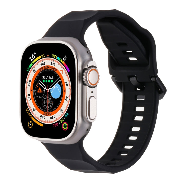 For Apple Watch 3 42mm Ripple Silicone Sports Watch Band(Black) - Watch Bands by PMC TechLife | Online Shopping South Africa | PMC TechLife