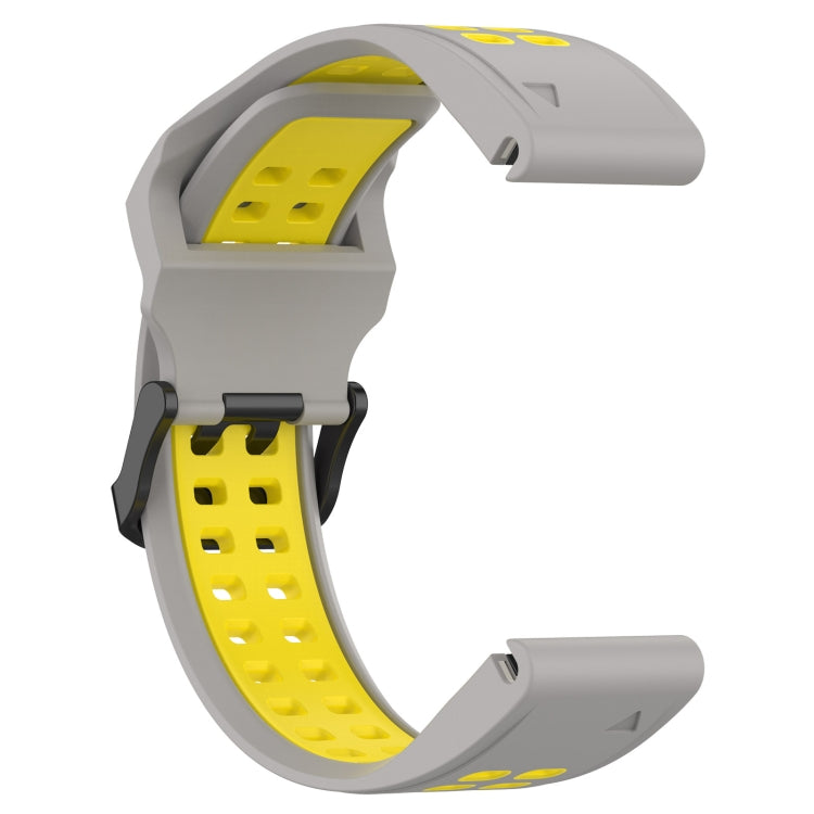 For Garmin  Instinct 2 Solar 22mm Two-Color Reverse Buckle Silicone Watch Band(Grey+Yellow) - Watch Bands by PMC TechLife | Online Shopping South Africa | PMC TechLife