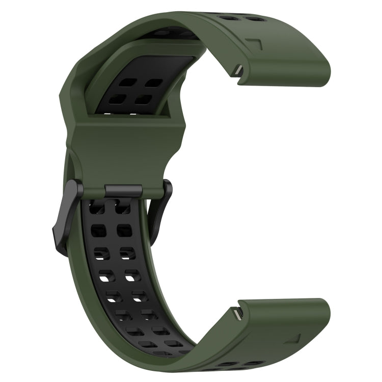 For Garmin Epix Pro 47mm 22mm Two-Color Reverse Buckle Silicone Watch Band(Army Green+Black) - Watch Bands by PMC TechLife | Online Shopping South Africa | PMC TechLife