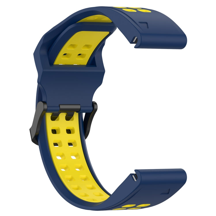 For Garmin Fenix 6 Pro 22mm Two-Color Reverse Buckle Silicone Watch Band(Blue+Yellow) - Watch Bands by PMC TechLife | Online Shopping South Africa | PMC TechLife