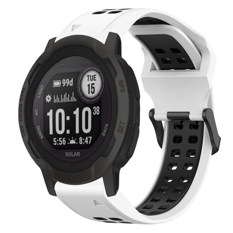 For Garmin Instinct 2 22mm Two-Color Reverse Buckle Silicone Watch Band(White+Black) - Watch Bands by PMC TechLife | Online Shopping South Africa | PMC TechLife
