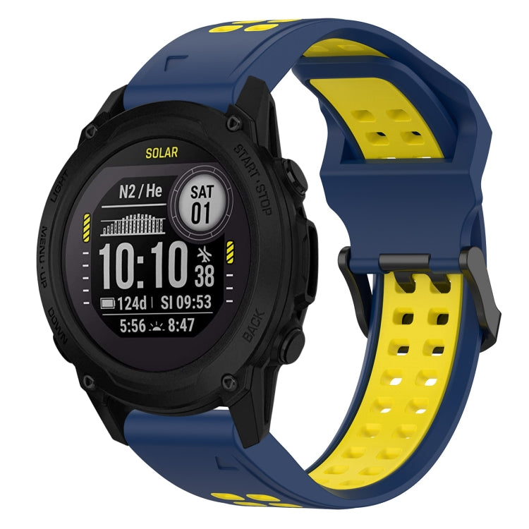 For Garmin Descent G1 22mm Two-Color Reverse Buckle Silicone Watch Band(Blue+Yellow) - Watch Bands by PMC TechLife | Online Shopping South Africa | PMC TechLife
