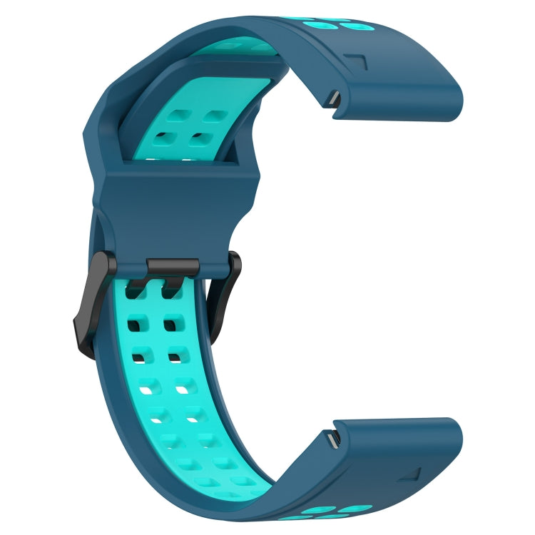 For Garmin Descent G1 22mm Two-Color Reverse Buckle Silicone Watch Band(Blue+Teal) - Watch Bands by PMC TechLife | Online Shopping South Africa | PMC TechLife