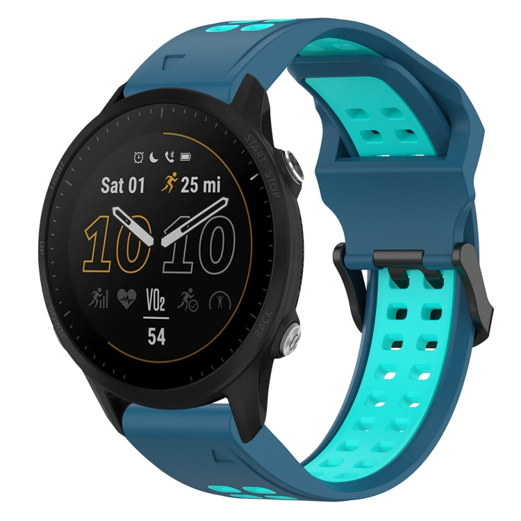 For Garmin Forerunner 955 22mm Two-Color Reverse Buckle Silicone Watch Band(Blue+Teal) - Watch Bands by PMC TechLife | Online Shopping South Africa | PMC TechLife
