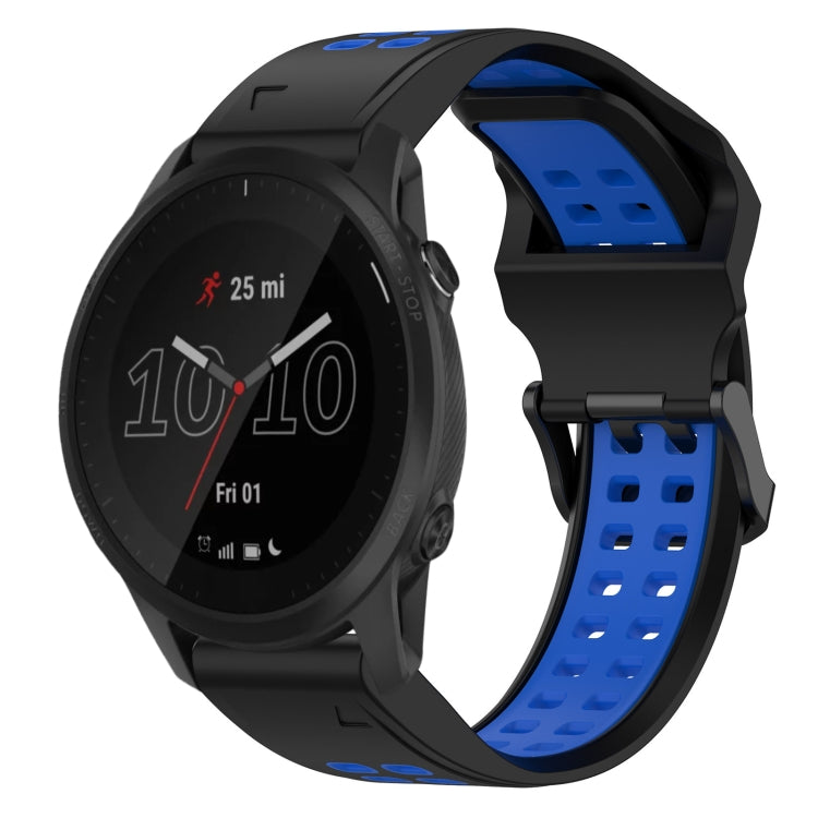 For Garmin Forerunner 945 22mm Two-Color Reverse Buckle Silicone Watch Band(Black+Blue) - Watch Bands by PMC TechLife | Online Shopping South Africa | PMC TechLife