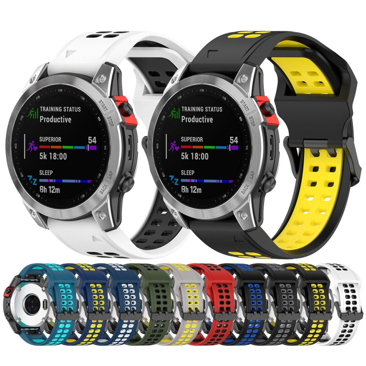 For Garmin Epix Pro 47mm 22mm Two-Color Reverse Buckle Silicone Watch Band(Grey+Yellow) - Watch Bands by PMC TechLife | Online Shopping South Africa | PMC TechLife