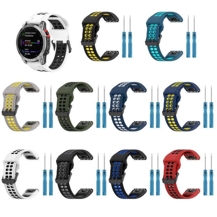 For Garmin Instinct 22mm Two-Color Reverse Buckle Silicone Watch Band(Black+Blue) - Watch Bands by PMC TechLife | Online Shopping South Africa | PMC TechLife