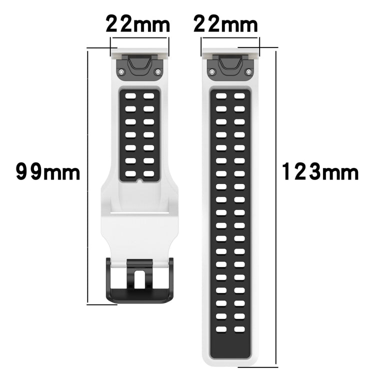For Garmin Instinct Crossover Solar 22mm Two-Color Reverse Buckle Silicone Watch Band(Black+Yellow) - Watch Bands by PMC TechLife | Online Shopping South Africa | PMC TechLife
