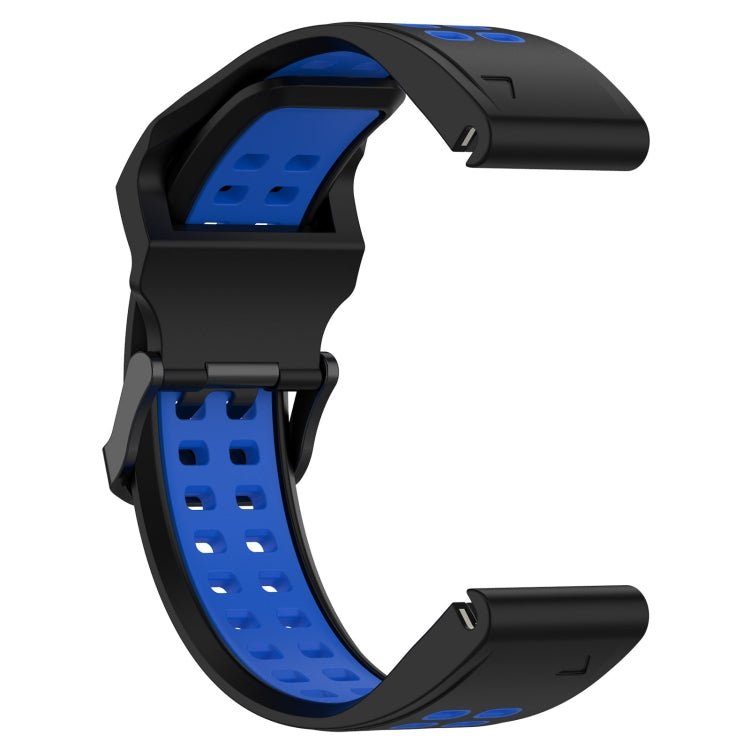 For Garmin Fenix 6X 26mm Two-Color Reverse Buckle Silicone Watch Band(Black+Blue) - Watch Bands by PMC TechLife | Online Shopping South Africa | PMC TechLife
