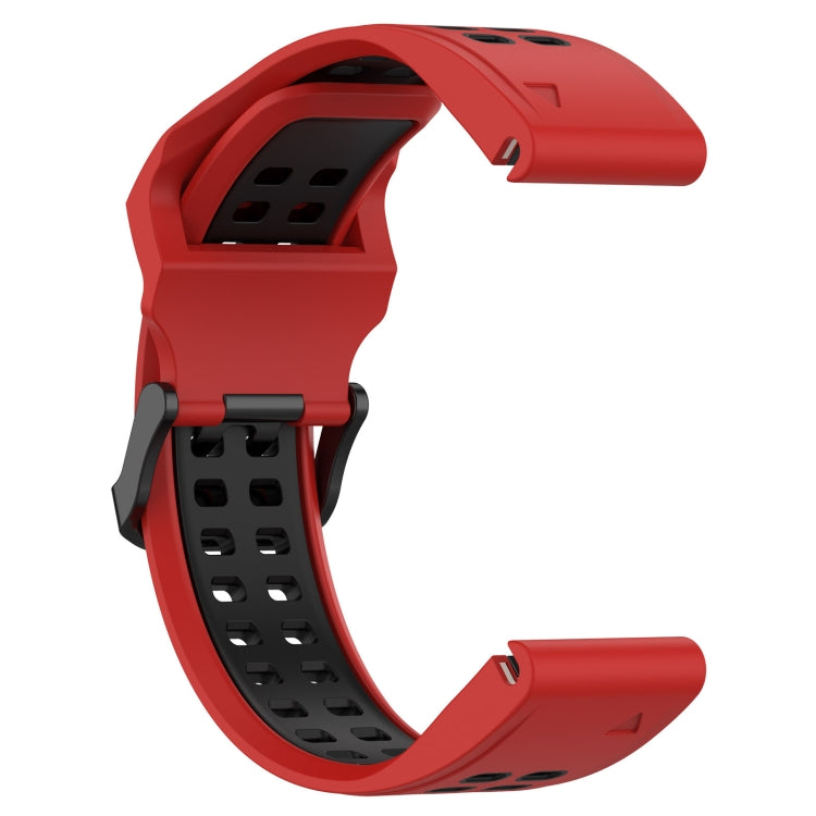 For Garmin Fenix 5X Plus 26mm Two-Color Reverse Buckle Silicone Watch Band(Red+Black) - Watch Bands by PMC TechLife | Online Shopping South Africa | PMC TechLife