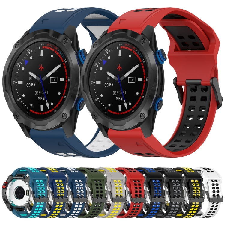 For Garmin Epix Pro 51mm 26mm Two-Color Reverse Buckle Silicone Watch Band(Blue+White) - Watch Bands by PMC TechLife | Online Shopping South Africa | PMC TechLife