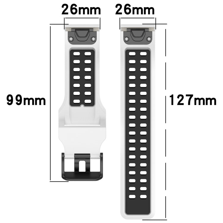 For Garmin Epix Pro 51mm 26mm Two-Color Reverse Buckle Silicone Watch Band(Black+Grey) - Watch Bands by PMC TechLife | Online Shopping South Africa | PMC TechLife