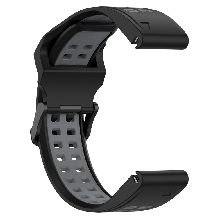For Garmin Fenix 6S 20mm Two-Color Reverse Buckle Silicone Watch Band(Black+Grey) - Watch Bands by PMC TechLife | Online Shopping South Africa | PMC TechLife