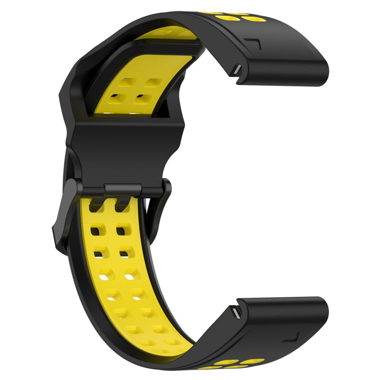 For Garmin Fenix 6S Pro 20mm Two-Color Reverse Buckle Silicone Watch Band(Black+Yellow) - Watch Bands by PMC TechLife | Online Shopping South Africa | PMC TechLife
