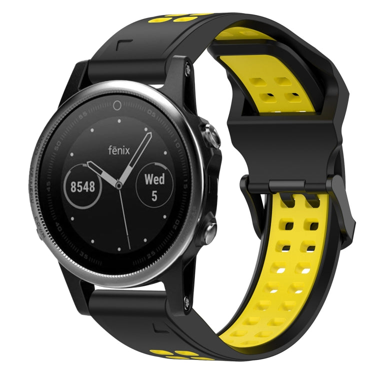 For Garmin Fenix 5S 20mm Two-Color Reverse Buckle Silicone Watch Band(Black+Yellow) - Watch Bands by PMC TechLife | Online Shopping South Africa | PMC TechLife