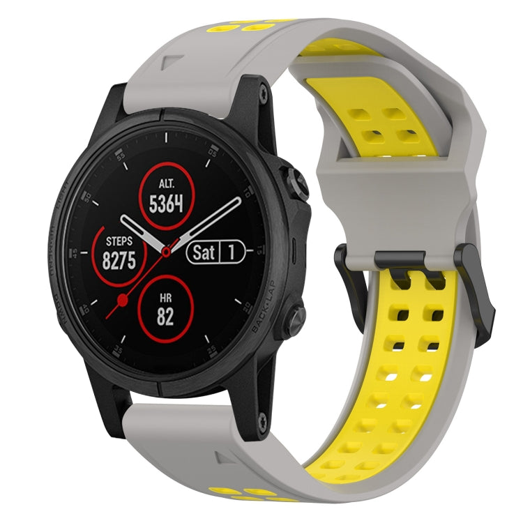 For Garmin Fenix 5S Plus 20mm Two-Color Reverse Buckle Silicone Watch Band(Grey+Yellow) - Watch Bands by PMC TechLife | Online Shopping South Africa | PMC TechLife