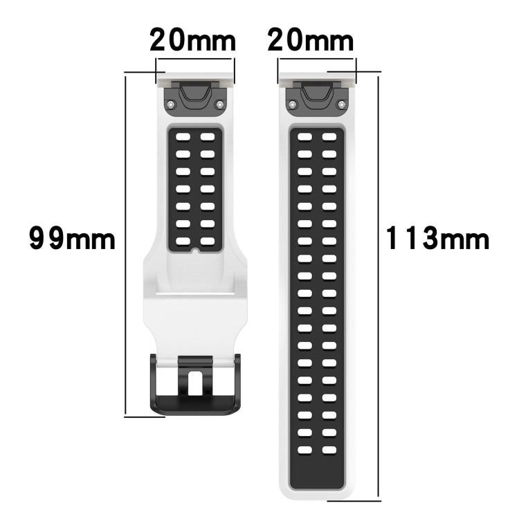 For Garmin Instinct 2S 20mm Two-Color Reverse Buckle Silicone Watch Band(Black+Yellow) - Watch Bands by PMC TechLife | Online Shopping South Africa | PMC TechLife
