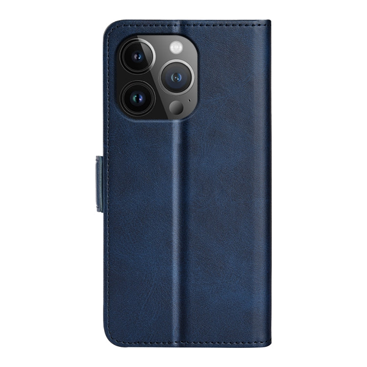 For iPhone 15 Pro Dual-side Magnetic Buckle Horizontal Flip Leather Phone Case(Dark Blue) - free shipping - PMC TechLife - Order now!