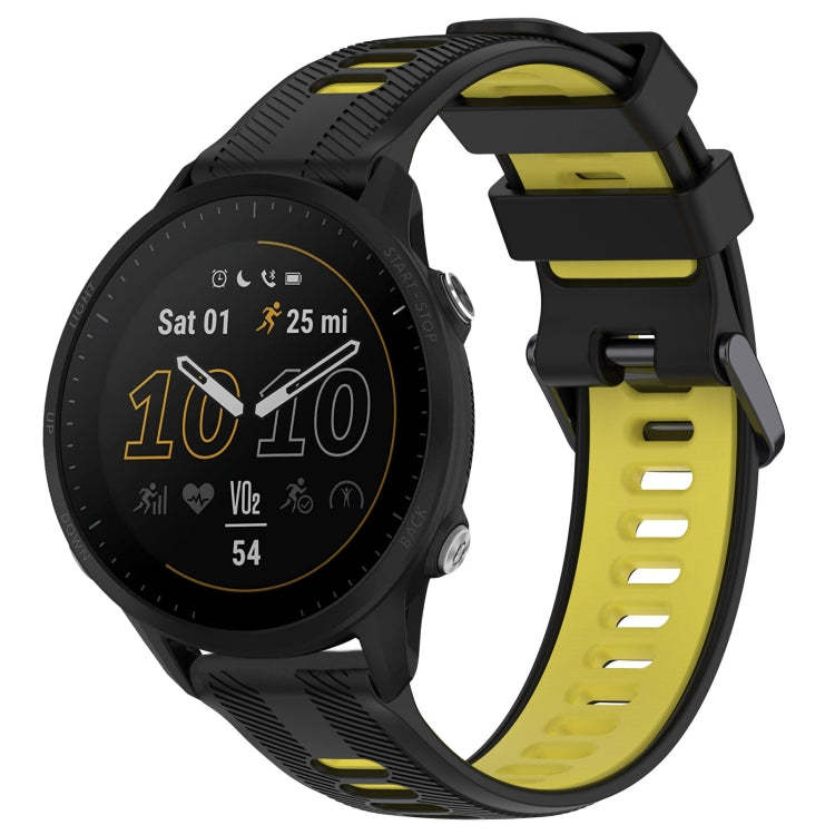 For Garmin Forerunner 955 Sports Two-Color Silicone Watch Band(Black+Yellow) - Watch Bands by PMC TechLife | Online Shopping South Africa | PMC TechLife