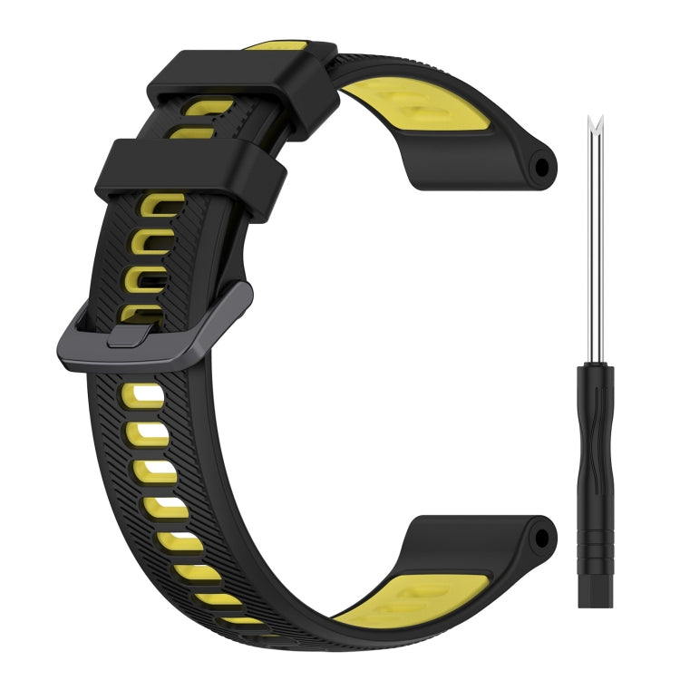 For Garmin Forerunner 955 Sports Two-Color Silicone Watch Band(Black+Yellow) - Watch Bands by PMC TechLife | Online Shopping South Africa | PMC TechLife